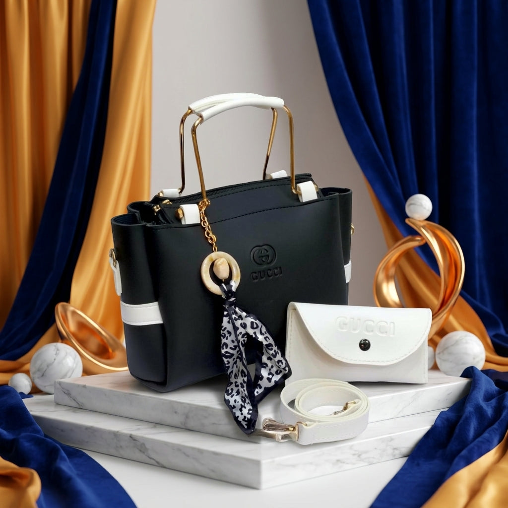 elegant black handbag with pouch