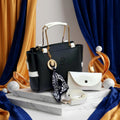 elegant black handbag with pouch
