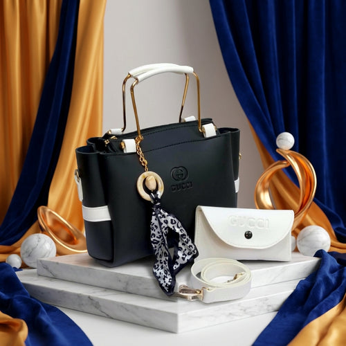 elegant black handbag with pouch